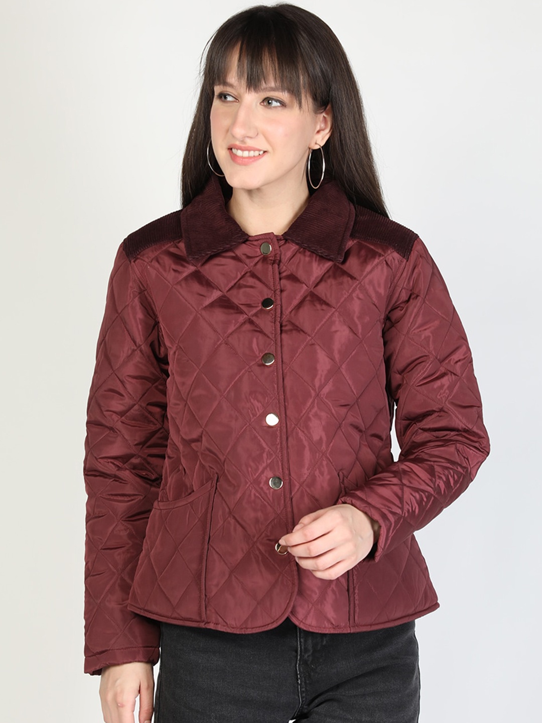 

HONNETE Women Lightweight Quilted Jacket, Maroon