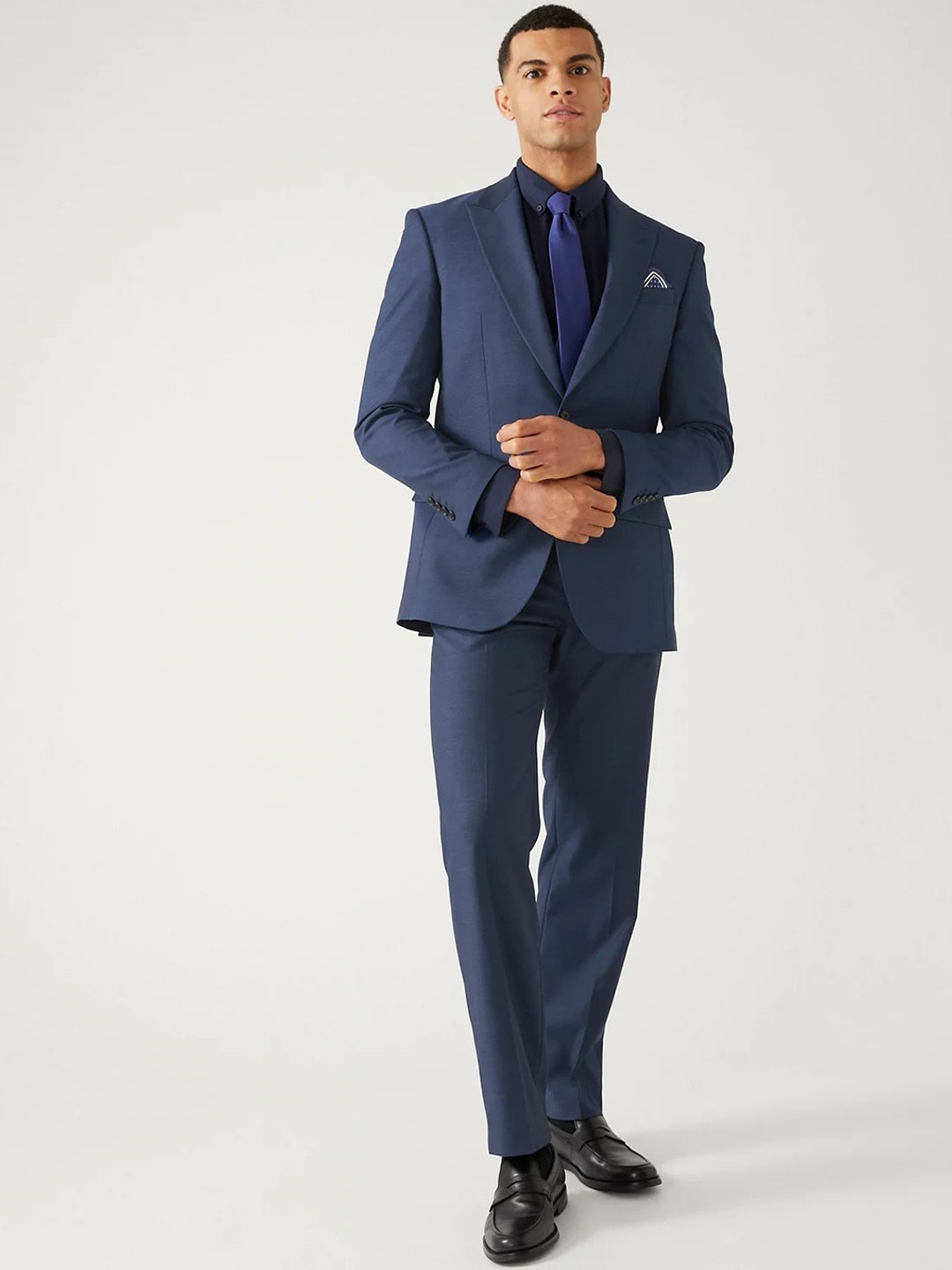

Marks & Spencer Men Single-Breasted Formal Blazer, Navy blue