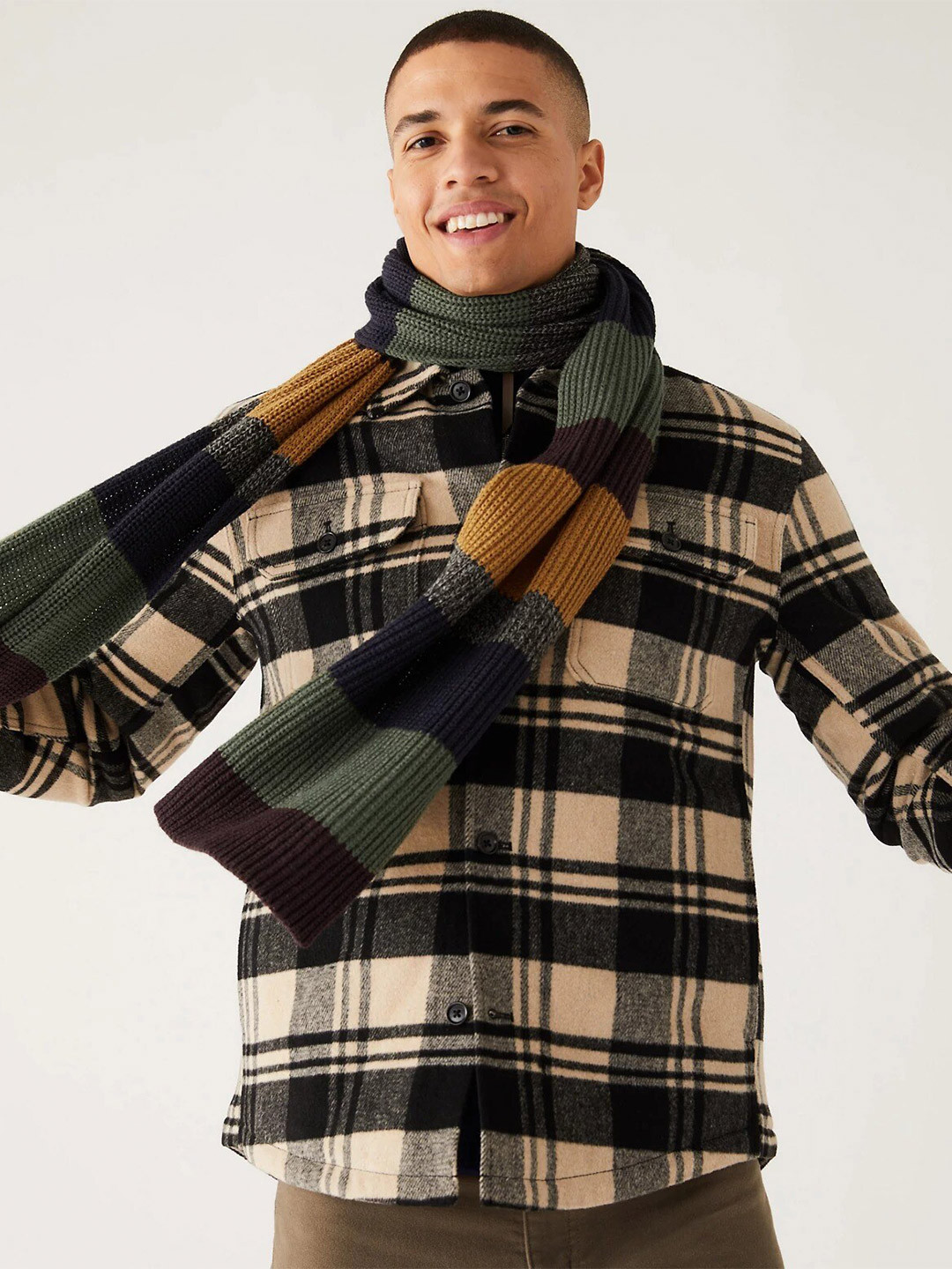 

Marks & Spencer Men Colourblocked Acrylic Scarf, Navy blue