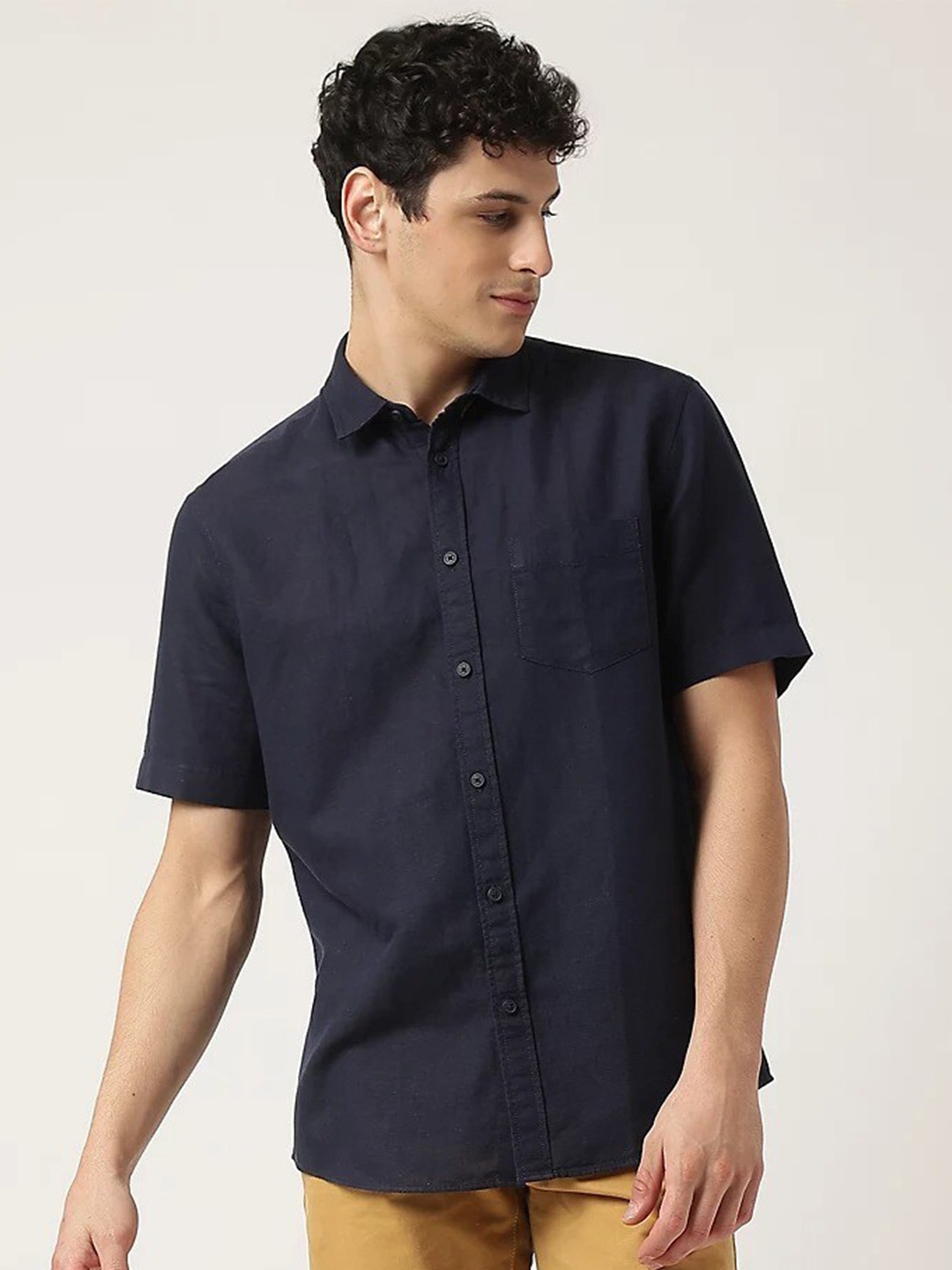 

Marks & Spencer Men Casual Shirt, Navy blue