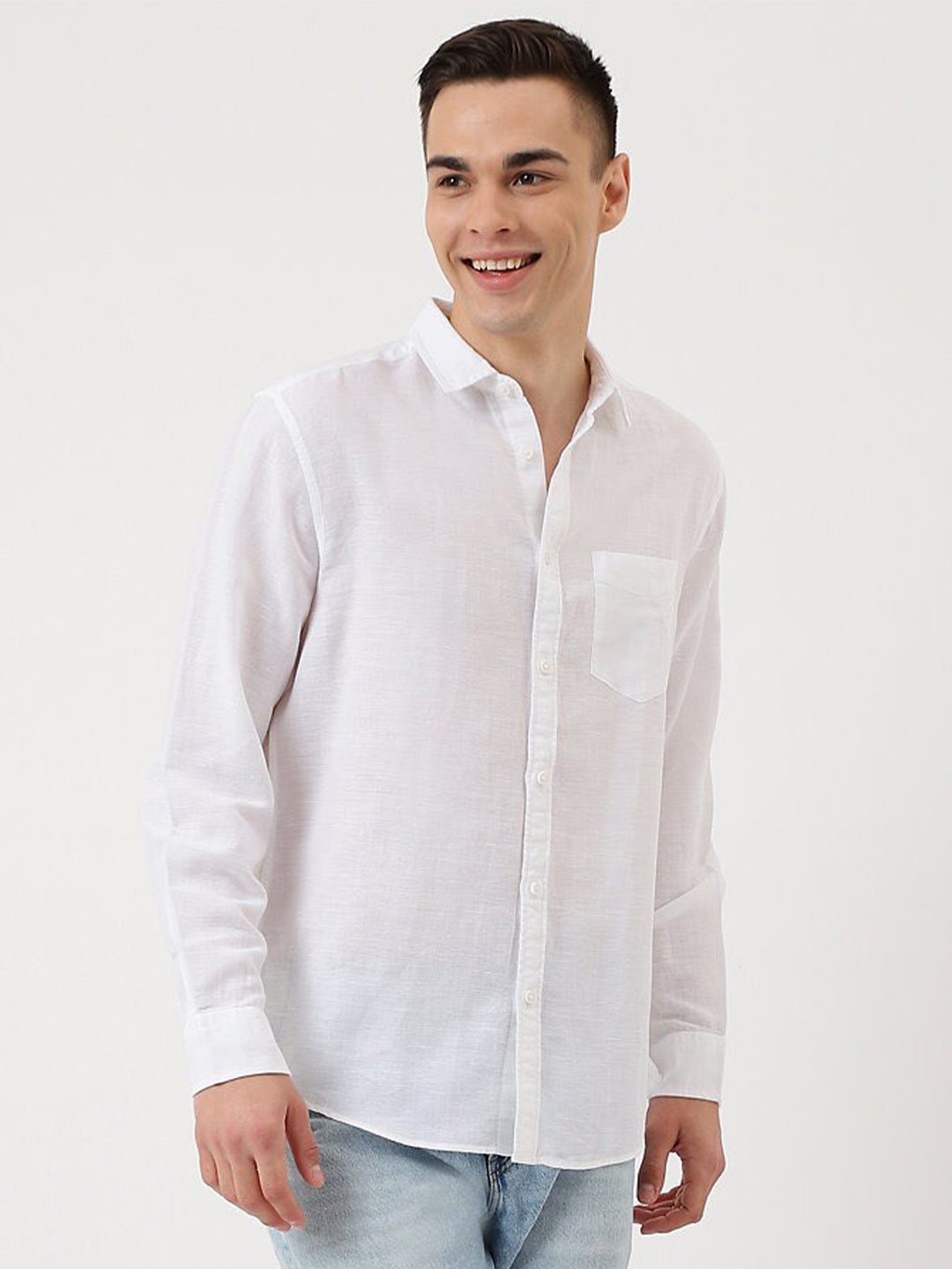 

Marks & Spencer Men Regular Fit Linen Cotton Casual Shirt, White