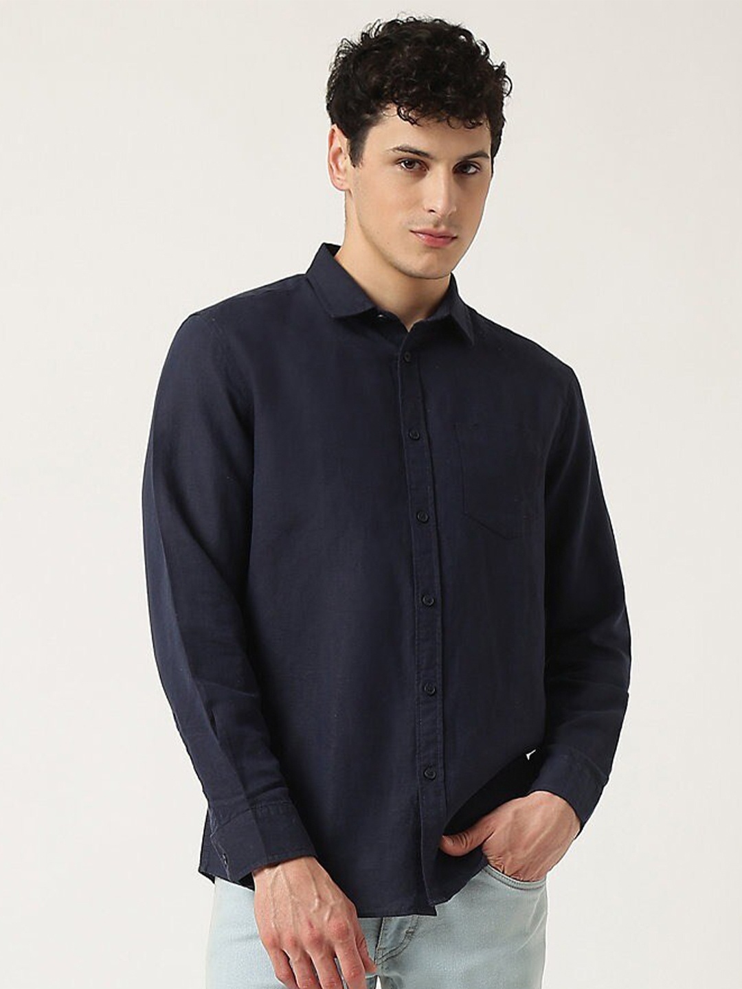 

Marks & Spencer Men Casual Shirt, Navy blue