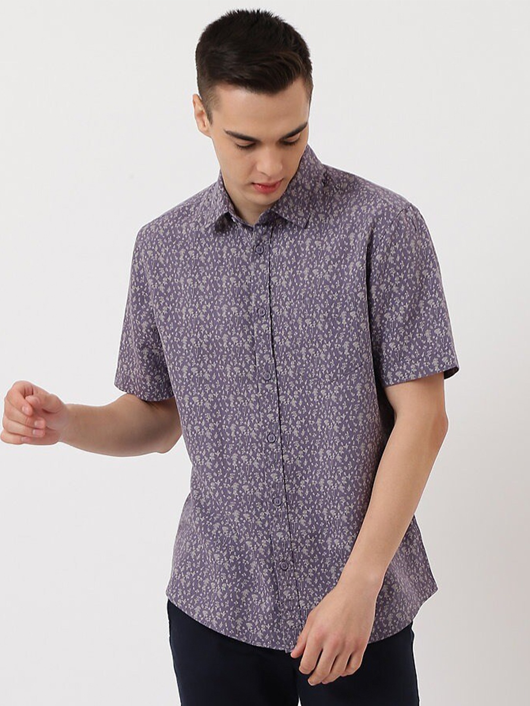 

Marks & Spencer Men Floral Printed Casual Shirt, Purple