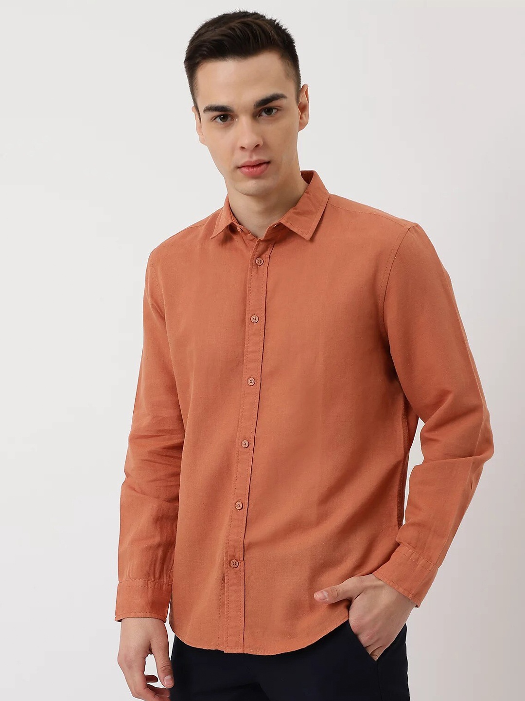 

Marks & Spencer Men Rust Casual Shirt