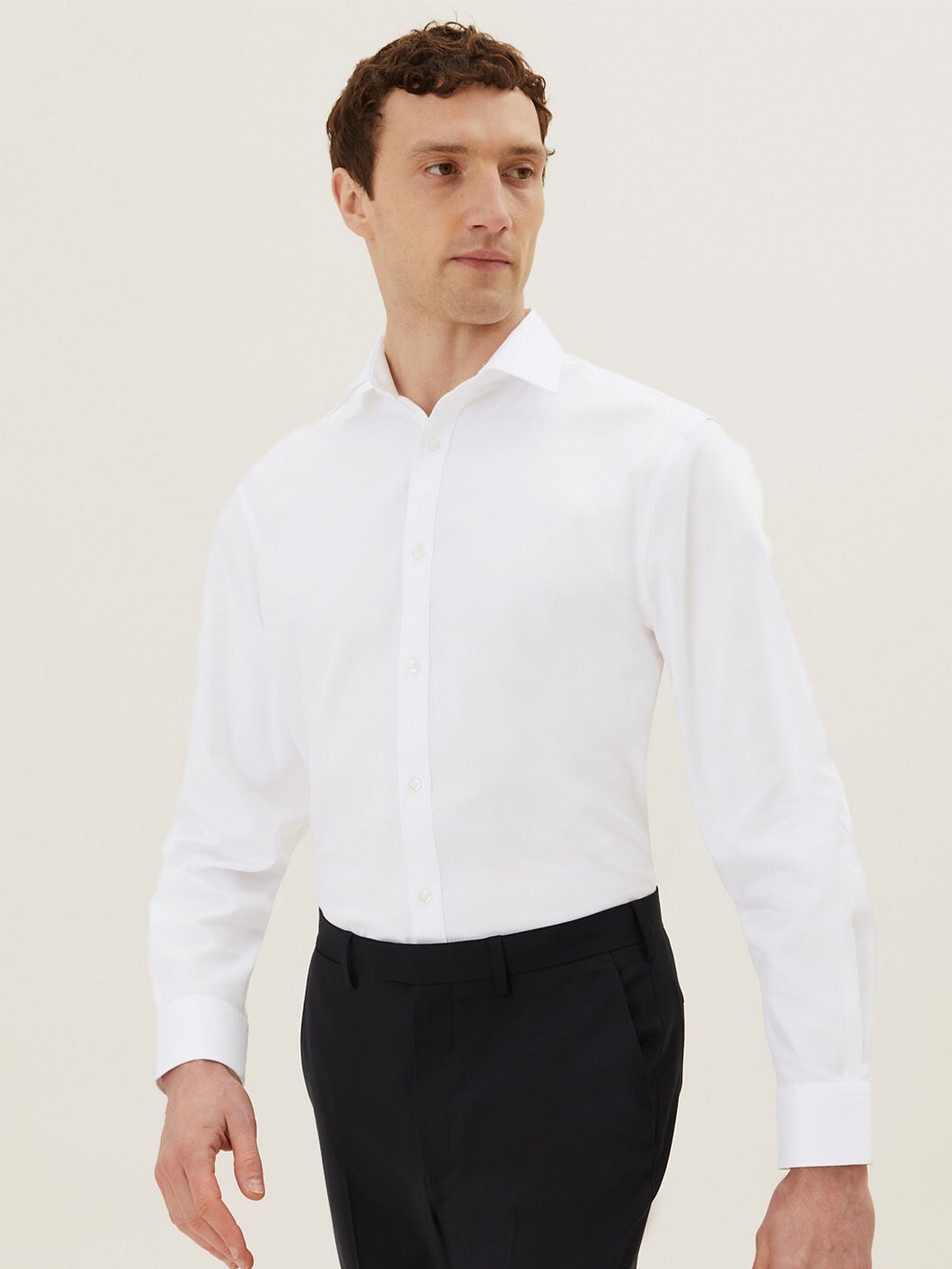 

Marks & Spencer Men Pure Cotton Formal Shirt, White