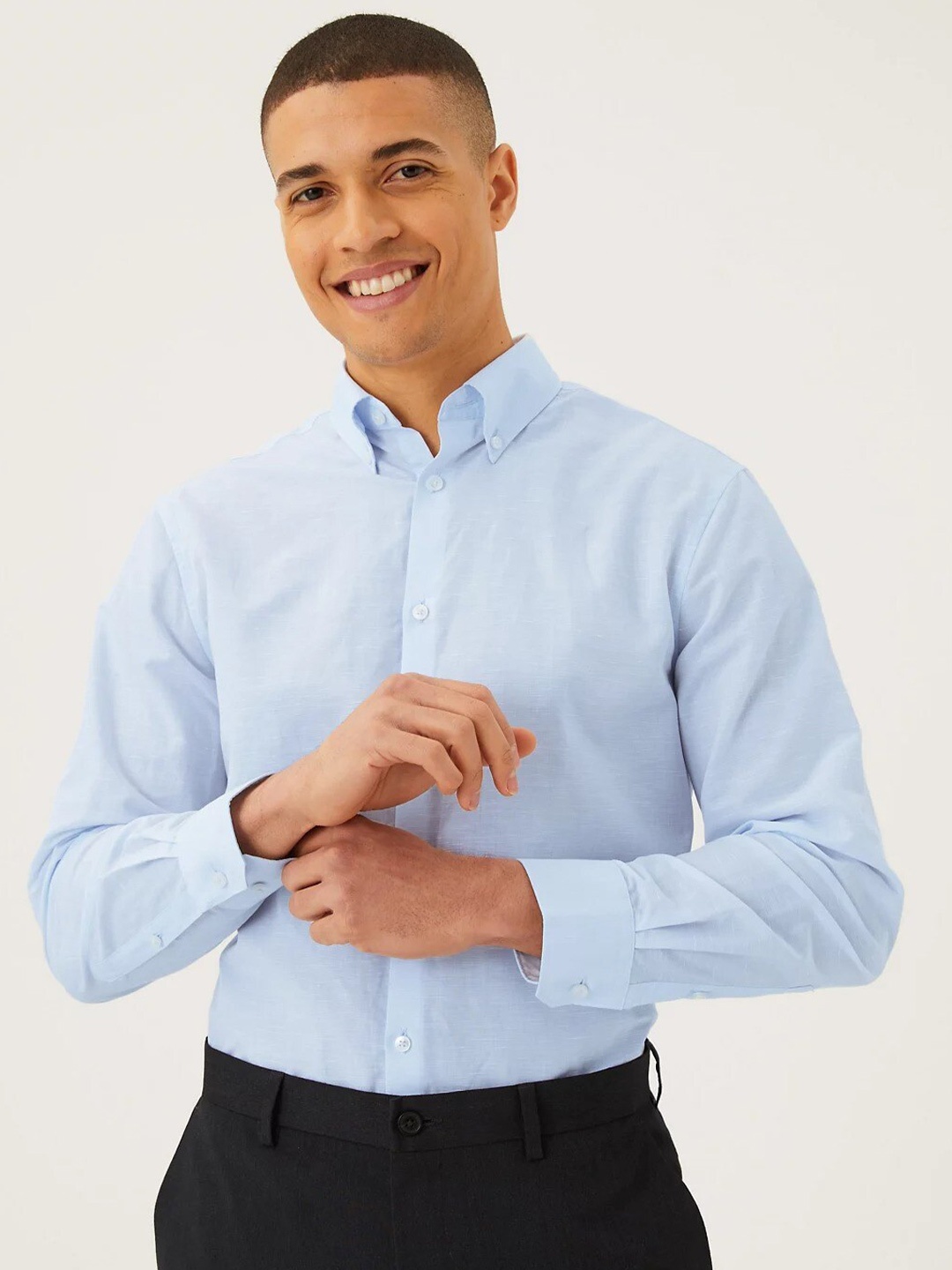 

Marks & Spencer Men Casual Cotton Shirt, Blue