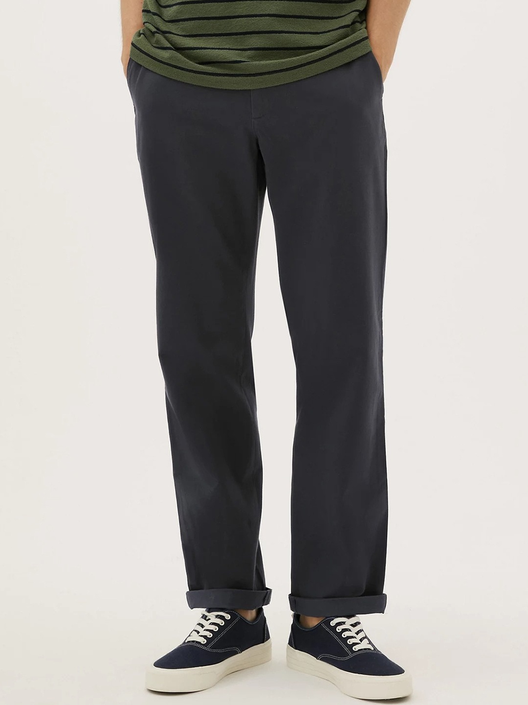 

Marks & Spencer Men High-Rise Trousers, Grey
