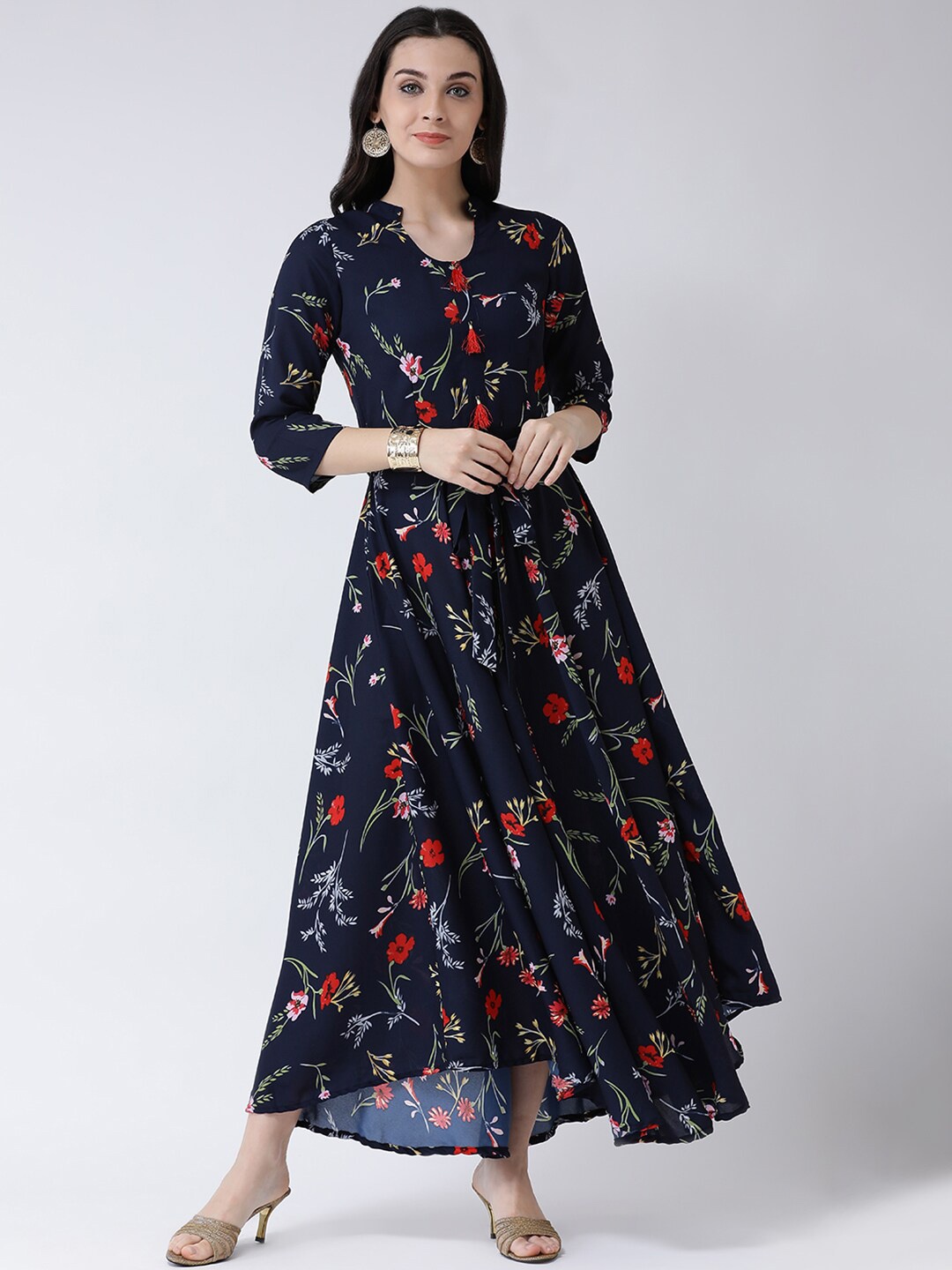 

Castle Lifestyle Floral Printed Crepe Maxi Dress, Navy blue