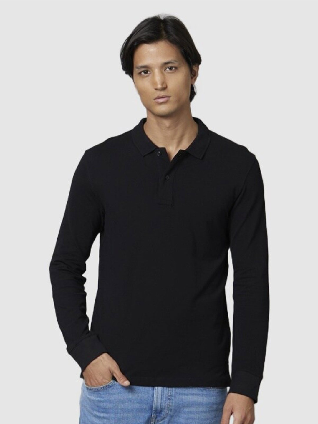 

Celio Men Polo Collar Cotton T-shirt, Black