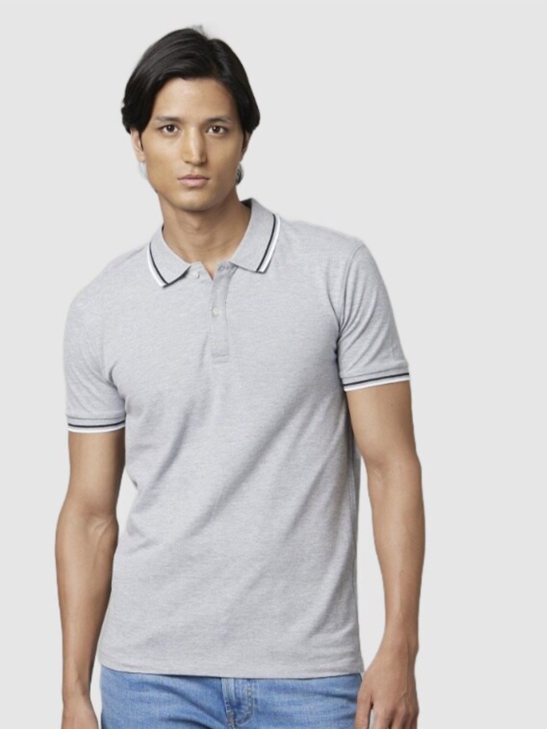 

Celio Men Polo Collar Cotton Slim Fit T-shirt, Grey