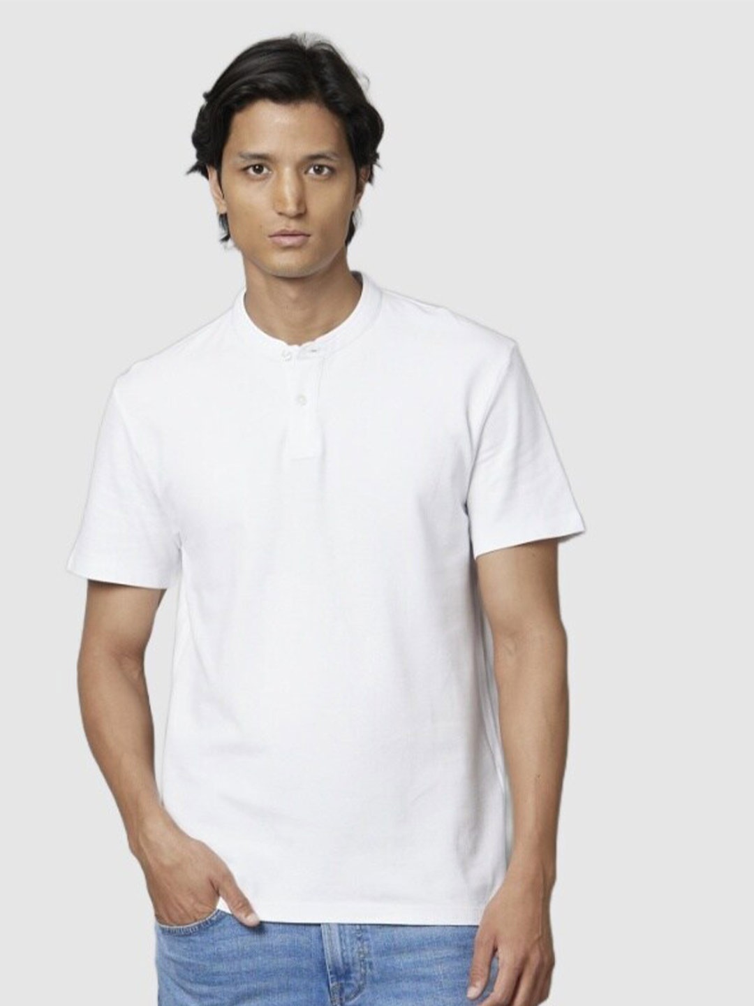 

Celio Men Henley Neck Cotton T-shirt, White
