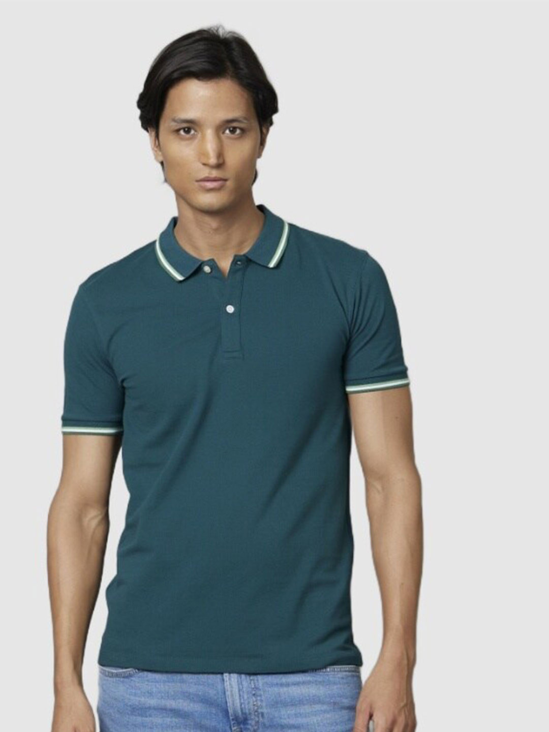 

Celio Men Polo Collar Cotton Slim Fit T-shirt, Green