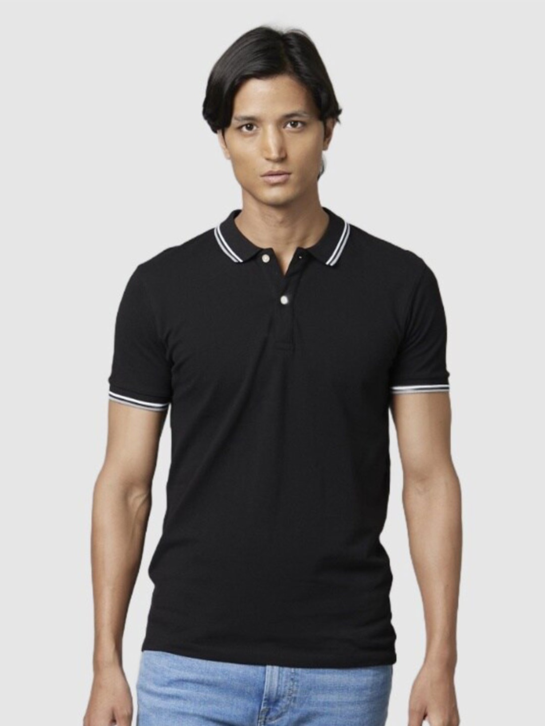 

Celio Men Polo Collar Cotton Slim Fit T-shirt, Black