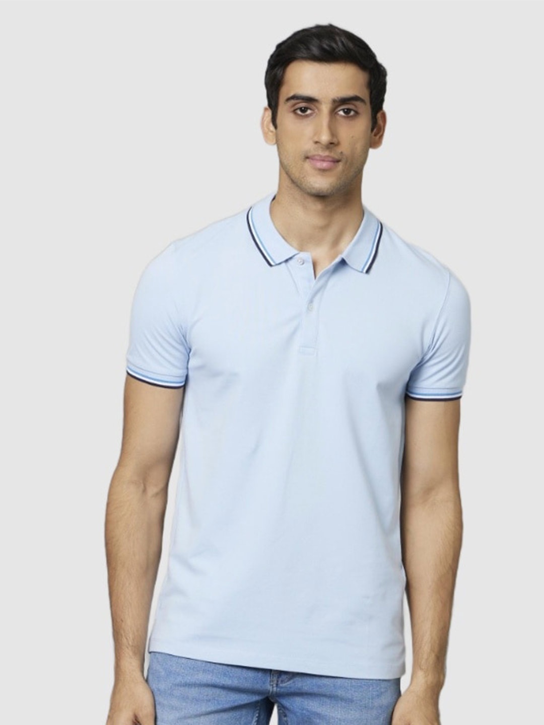 

Celio Men Polo Collar Cotton Slim Fit T-shirt, Blue