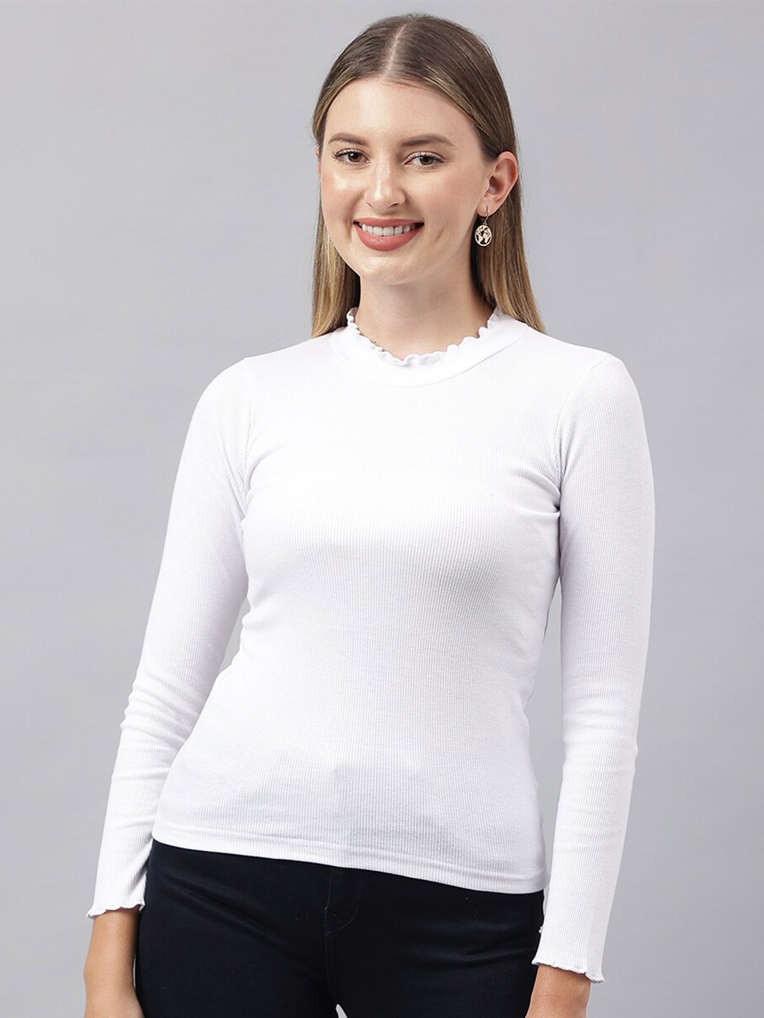 

COLOR CAPITAL High Neck Fitted Top, White