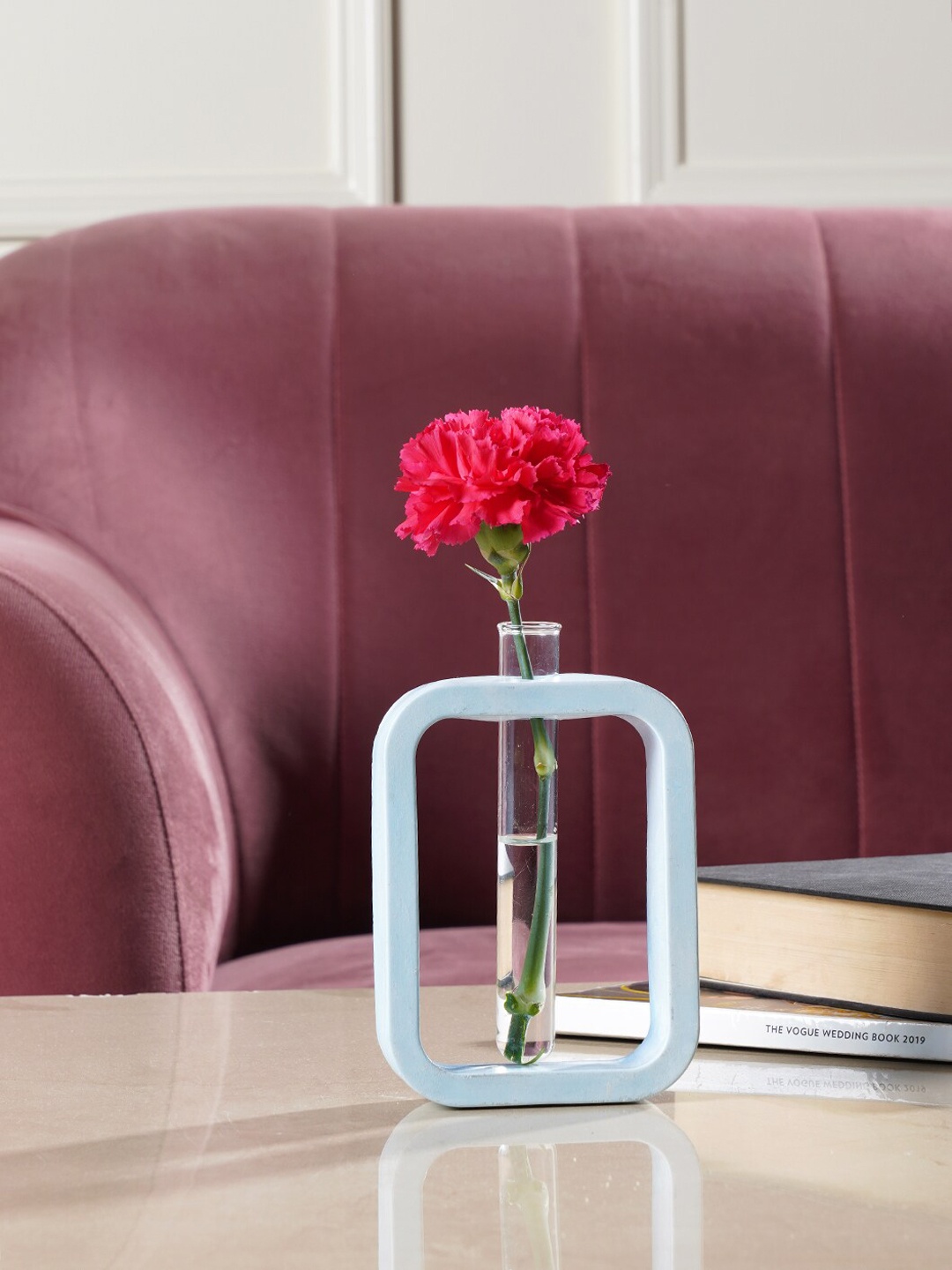 

PUREZENTO Switzer Blue Ceramic Hallow Rectangle Vase