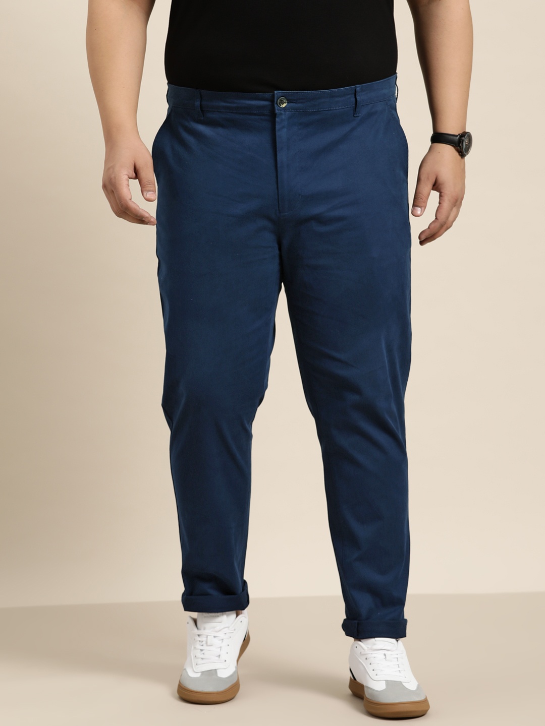 

Sztori Men Plus Size Chinos Trousers, Navy blue