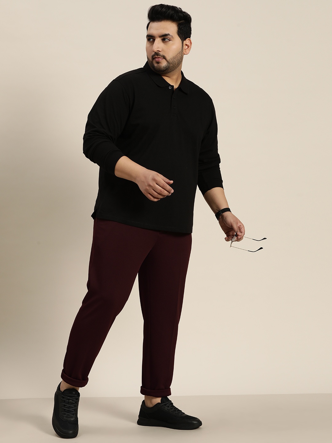 

Sztori Men Plus Size Dobby Textured Chinos, Maroon
