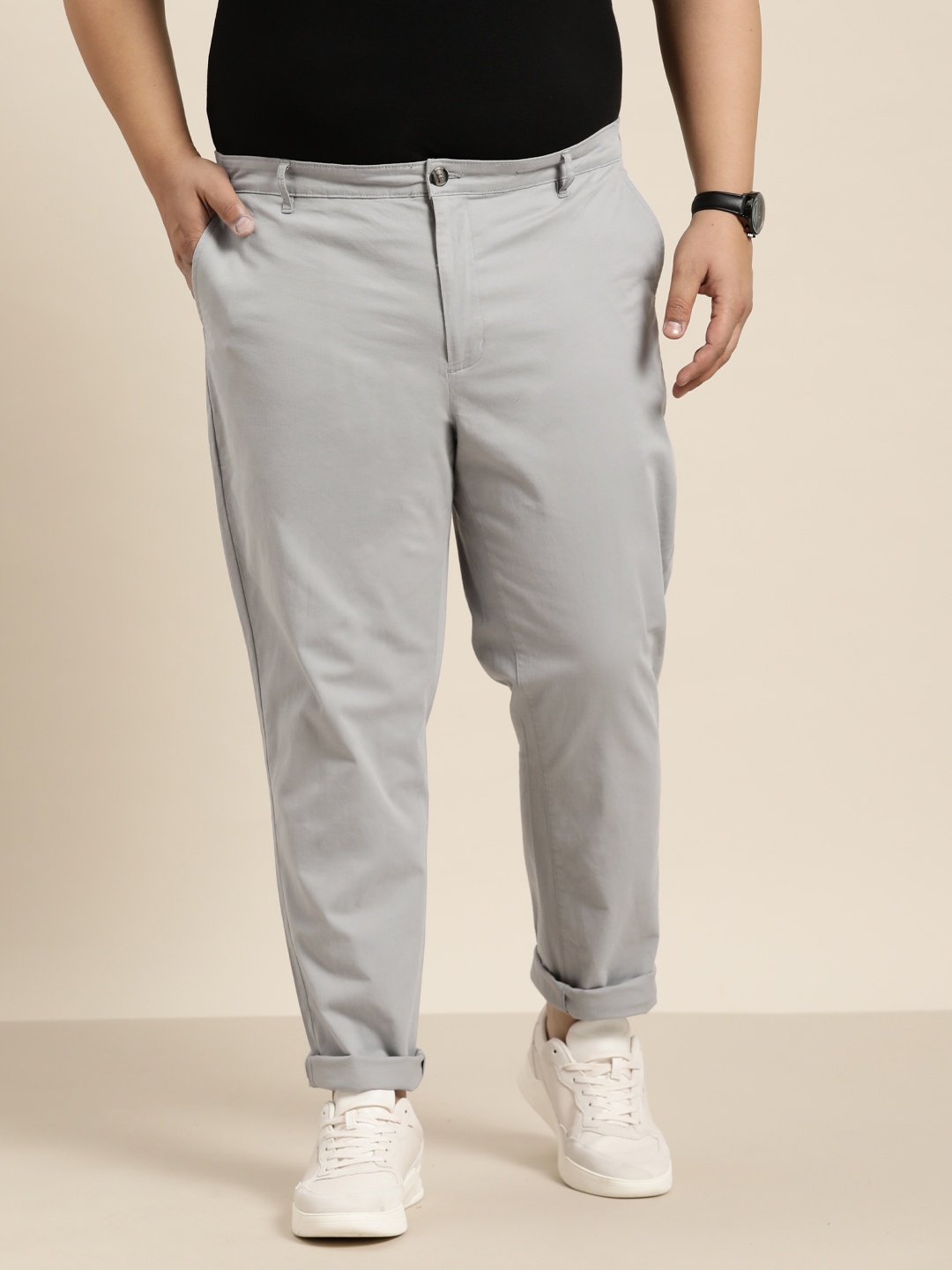

Sztori Men Plus Size Chinos Trousers, Grey