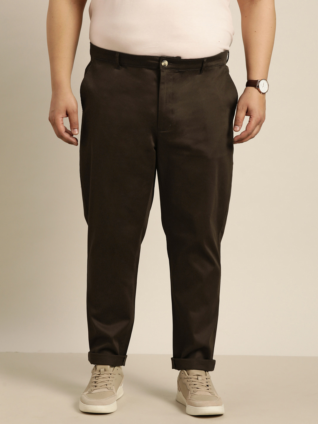

Sztori Men Plus Size Trousers, Coffee brown