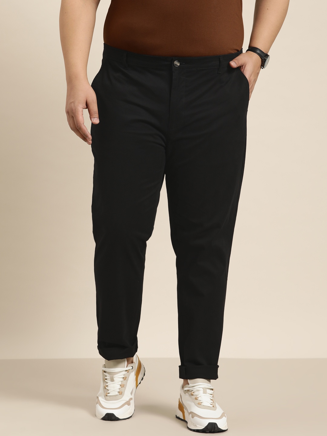 

Sztori Men Plus Size Chinos Trousers, Black