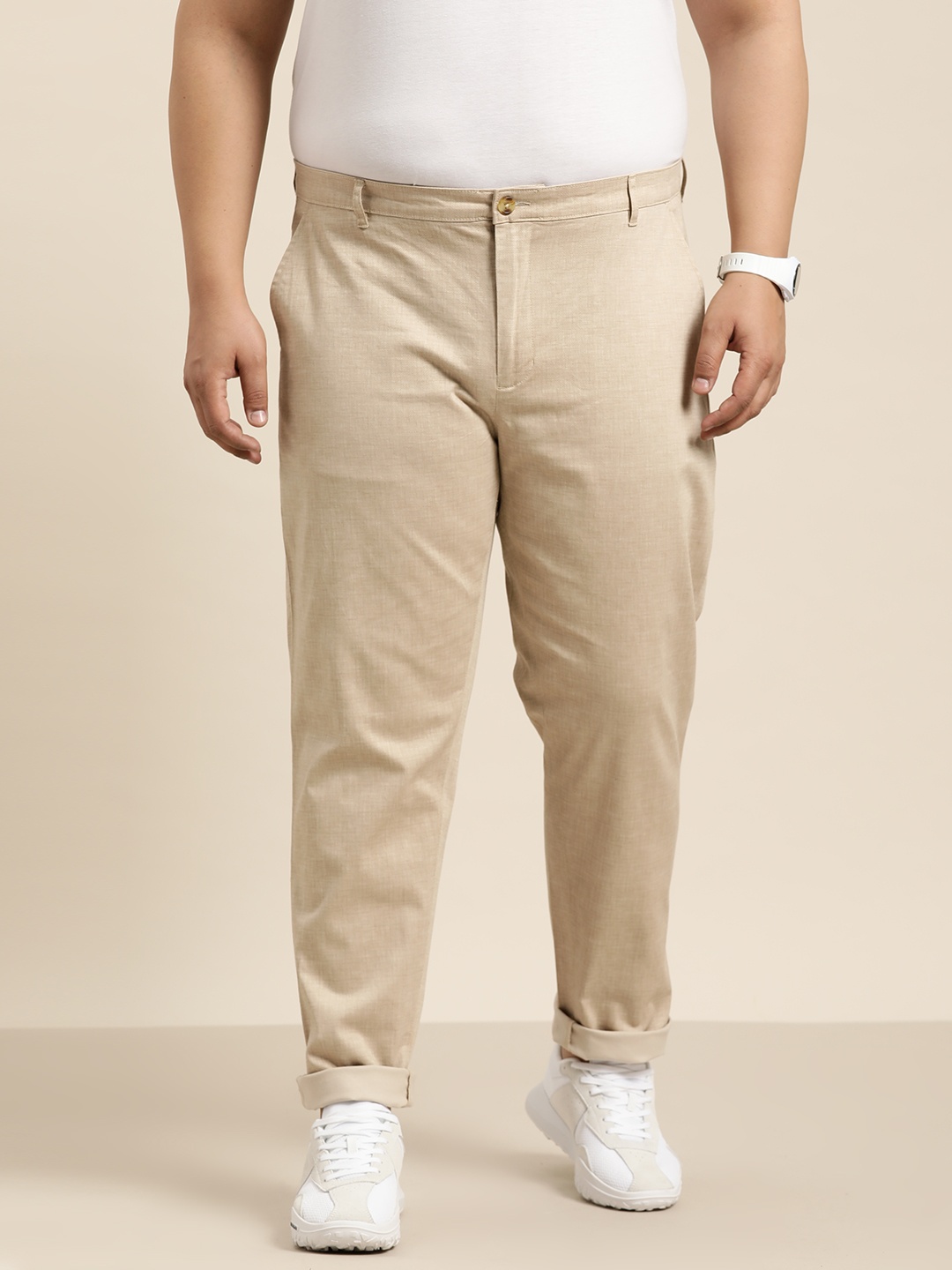 

Sztori Men Plus Size Trousers, Beige