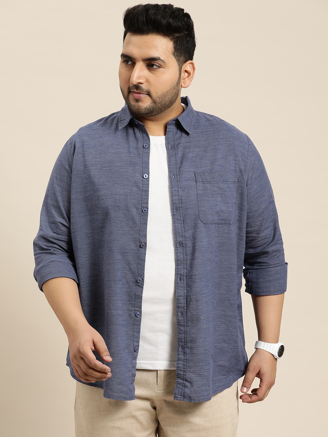 

Sztori Plus Size Opaque Casual Shirt, Blue