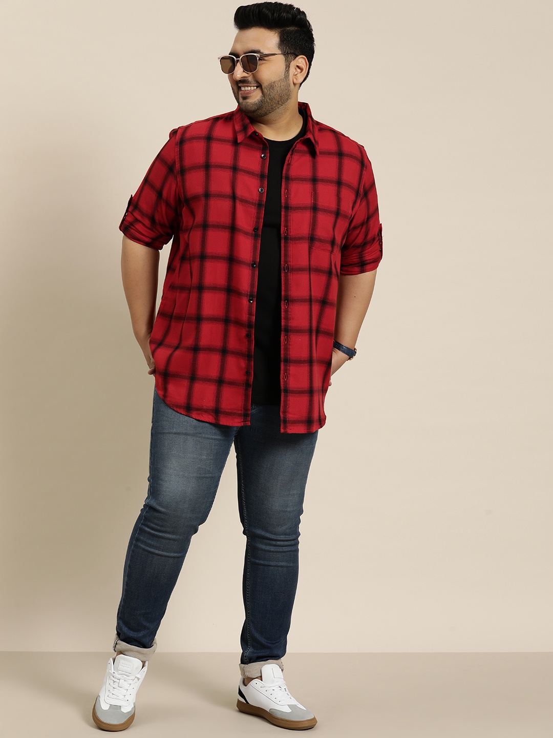 

Sztori Plus Size Checked Casual Shirt, Red