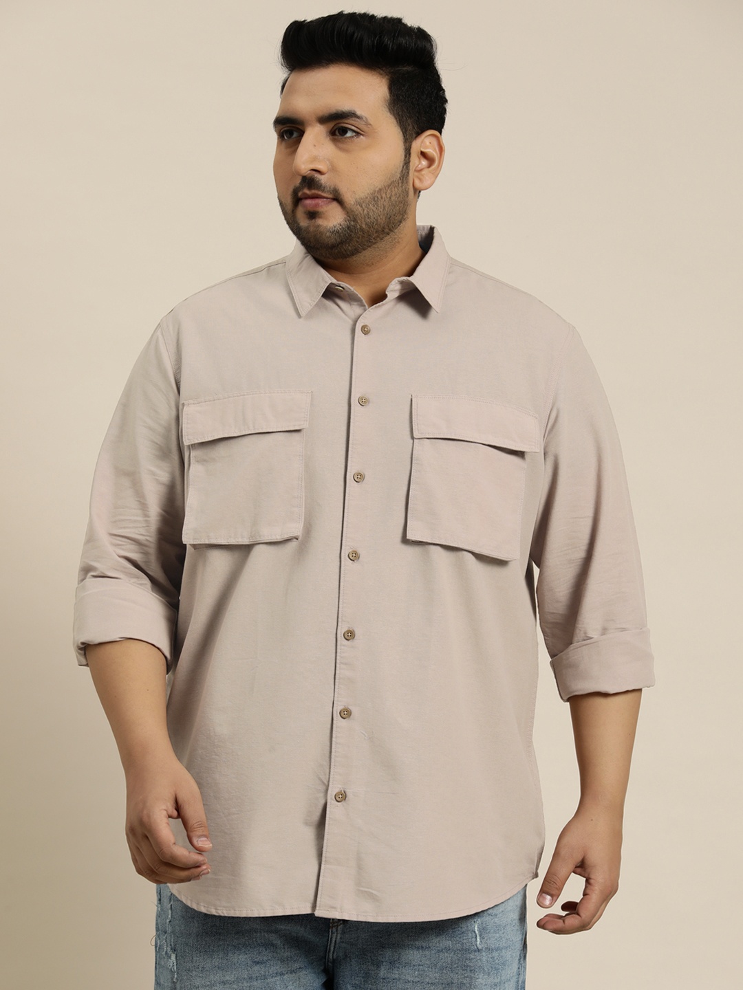 

Sztori Plus Size Casual Shirt, Beige