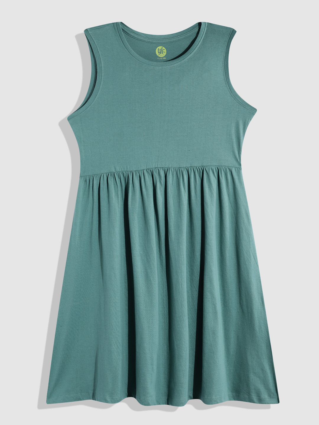 

YK Girls Pure Cotton Fit & Flare Dress, Green
