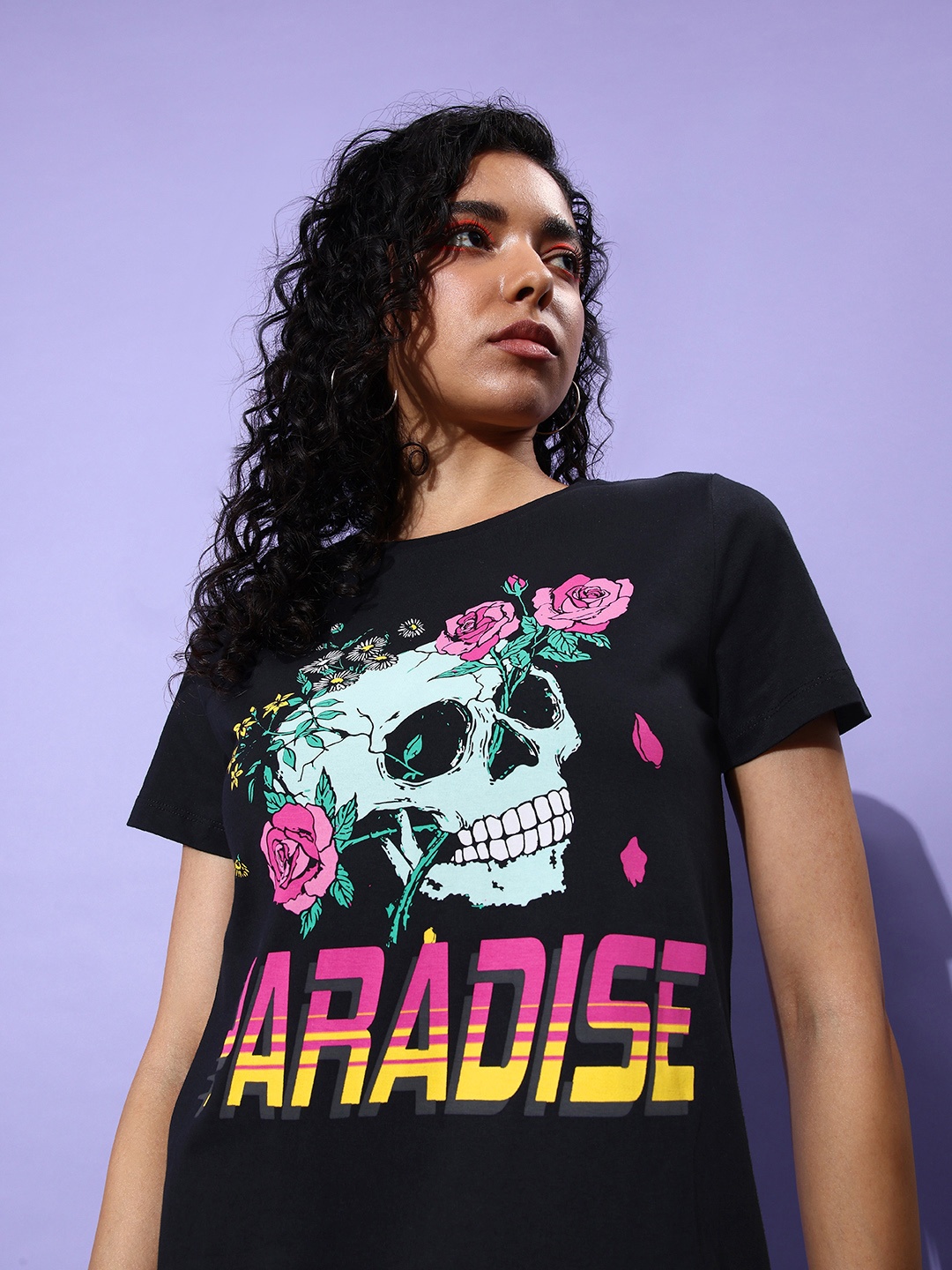 

Moda Rapido Printed Pure Cotton T-shirt, Black