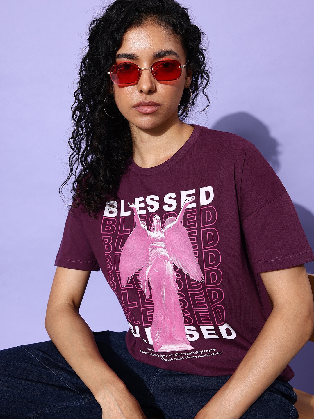 

Moda Rapido Printed Pure Cotton T-shirt, Burgundy