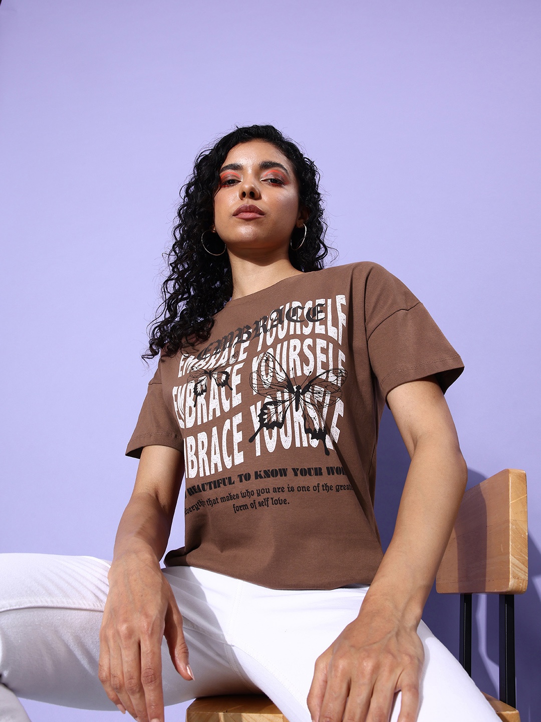 

Moda Rapido Typography Printed Pure Cotton T-shirt, Brown