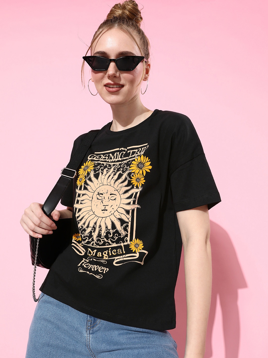 

Moda Rapido Pastel Beige Printed Pure Cotton 90's Hollaback Poster Graphics T-shirt