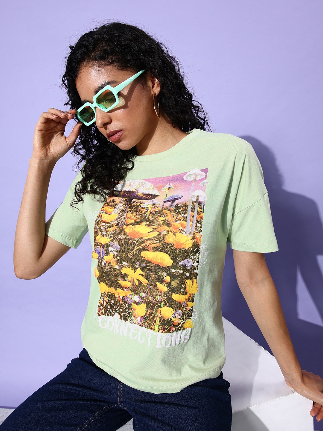 

Moda Rapido Printed Pure Cotton T-shirt, Green