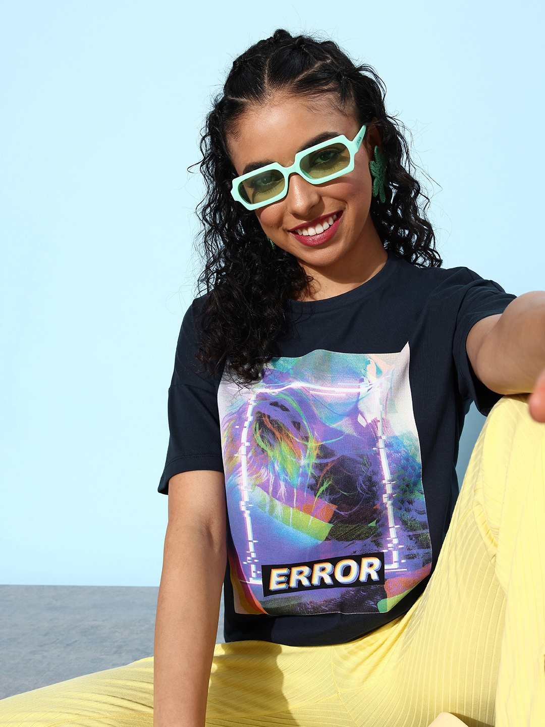 

HERE&NOW Printed Pure Cotton T-shirt, Navy blue