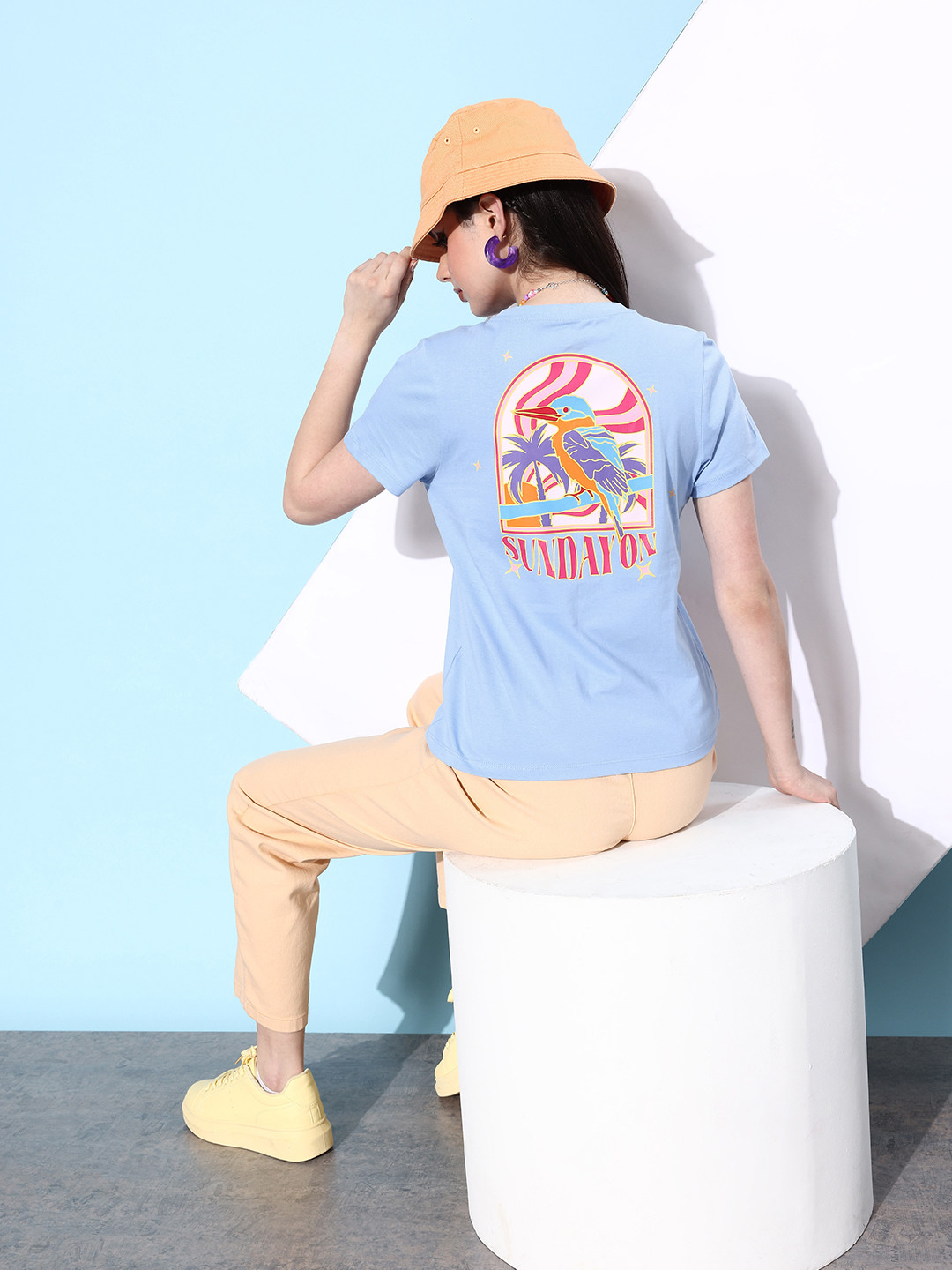 

HERE&NOW Printed Pure Cotton T-shirt, Blue