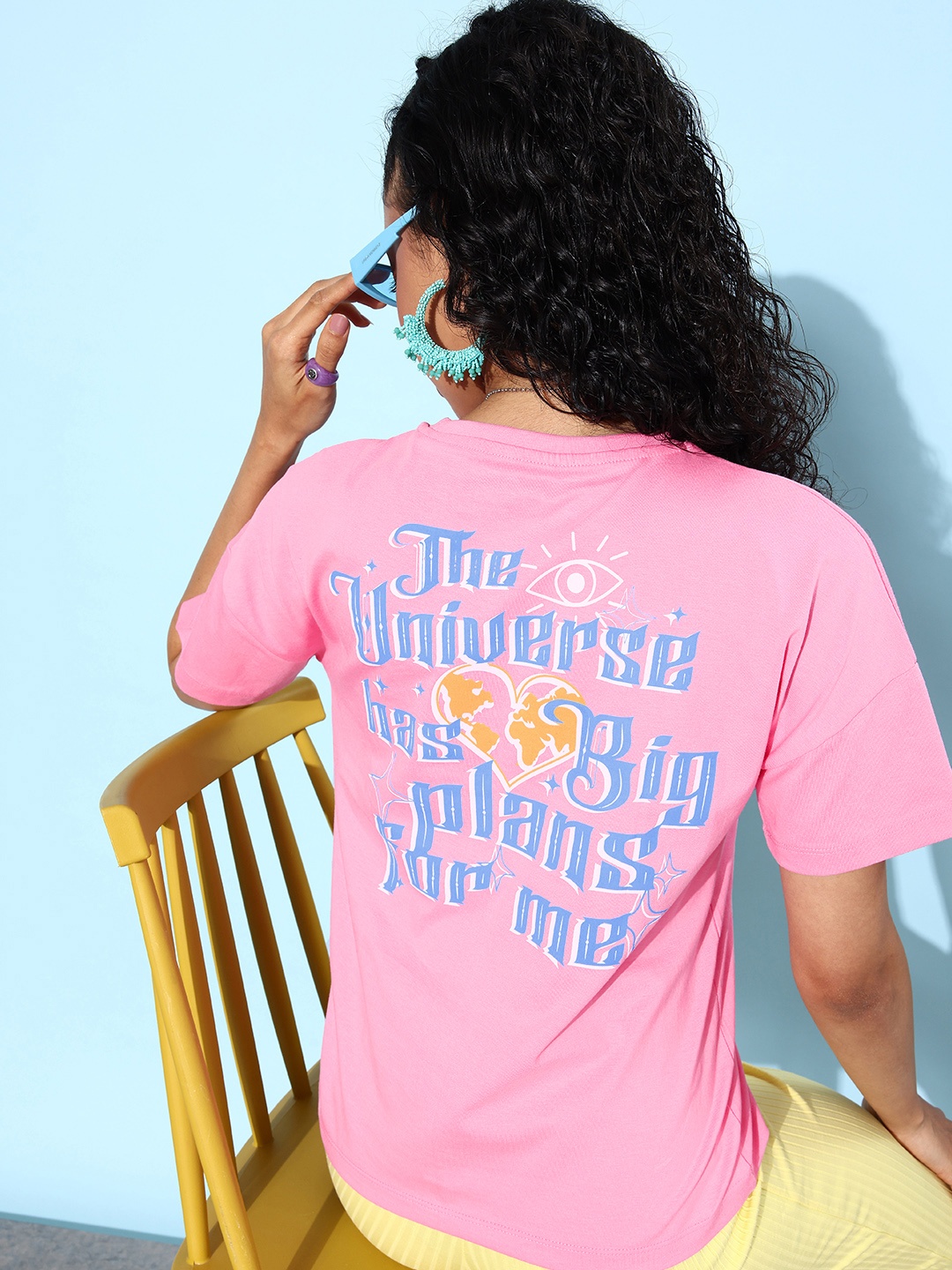 

HERE&NOW Printed Pure Cotton T-shirt, Pink
