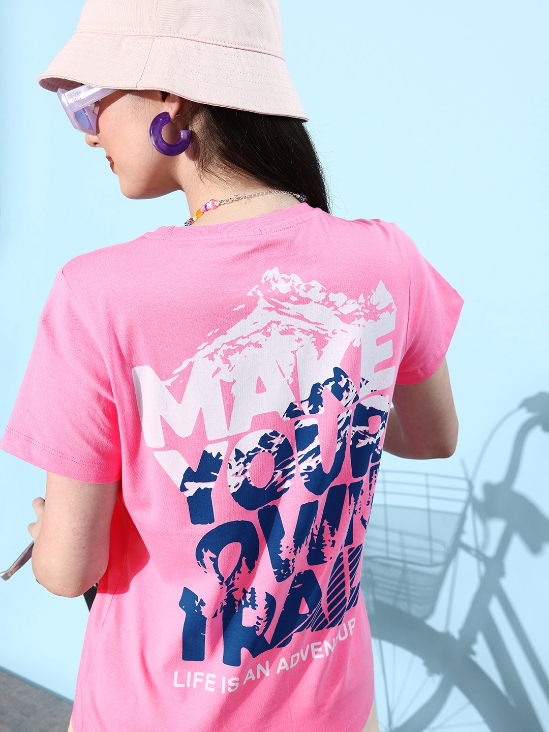 

HERE&NOW Printed Pure Cotton T-shirt, Pink