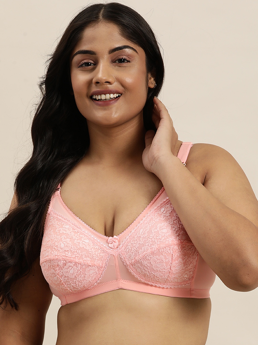 

Sztori Plus Size Medium Coverage Lace Bra -SZ11- BHA03-BHA03, Pink