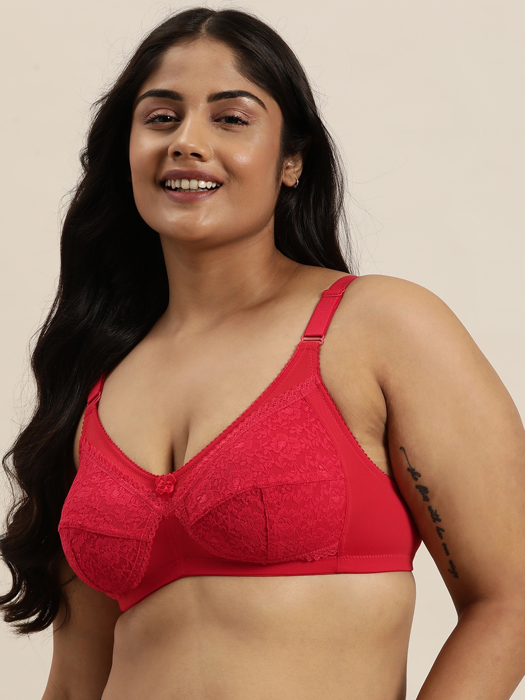 

Sztori Plus Size Medium Coverage Lace Bra - SZ11- BHA05-BHA05, Red