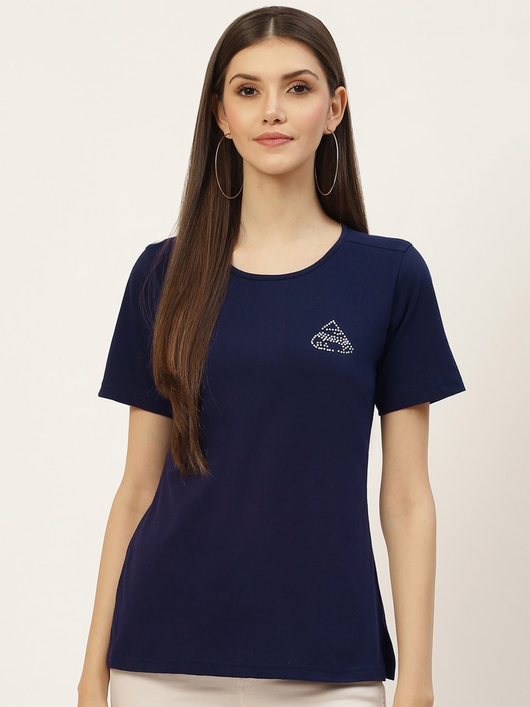 

BRINNS Women Pure Cotton T-shirt, Navy blue