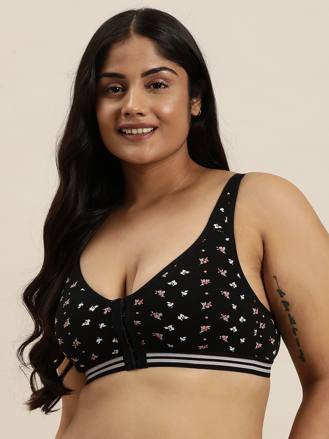 

Sztori Plus Size Floral Medium Coverage T-Shirt Bra, Navy blue