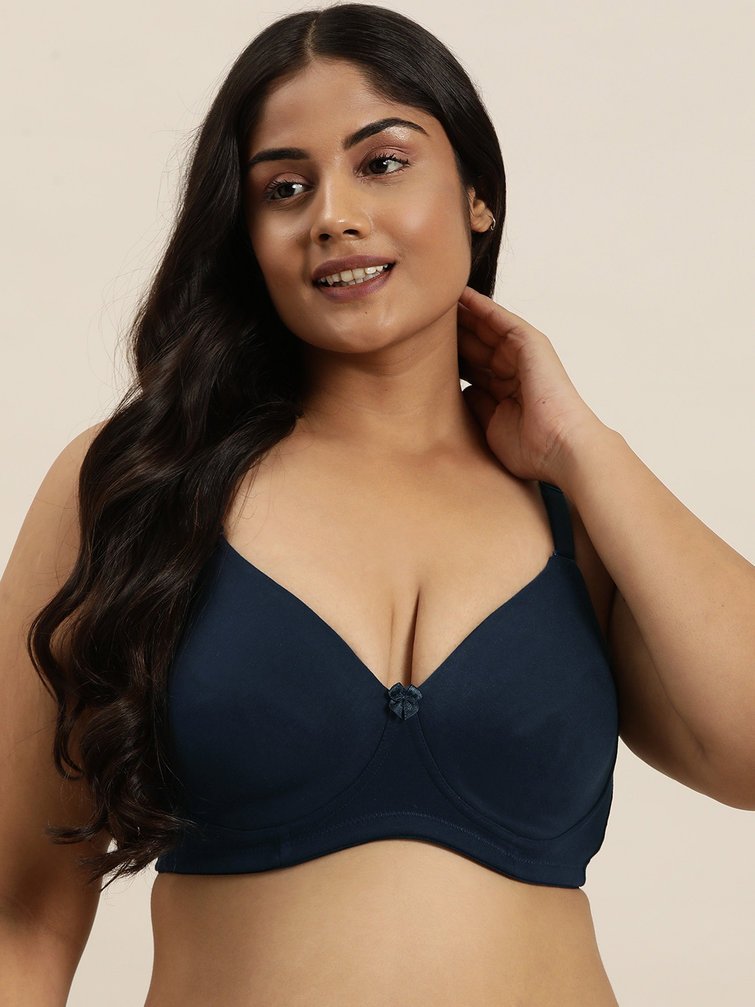 

Sztori Plus Size Medium Coverage T-Shirt Bra, Navy blue
