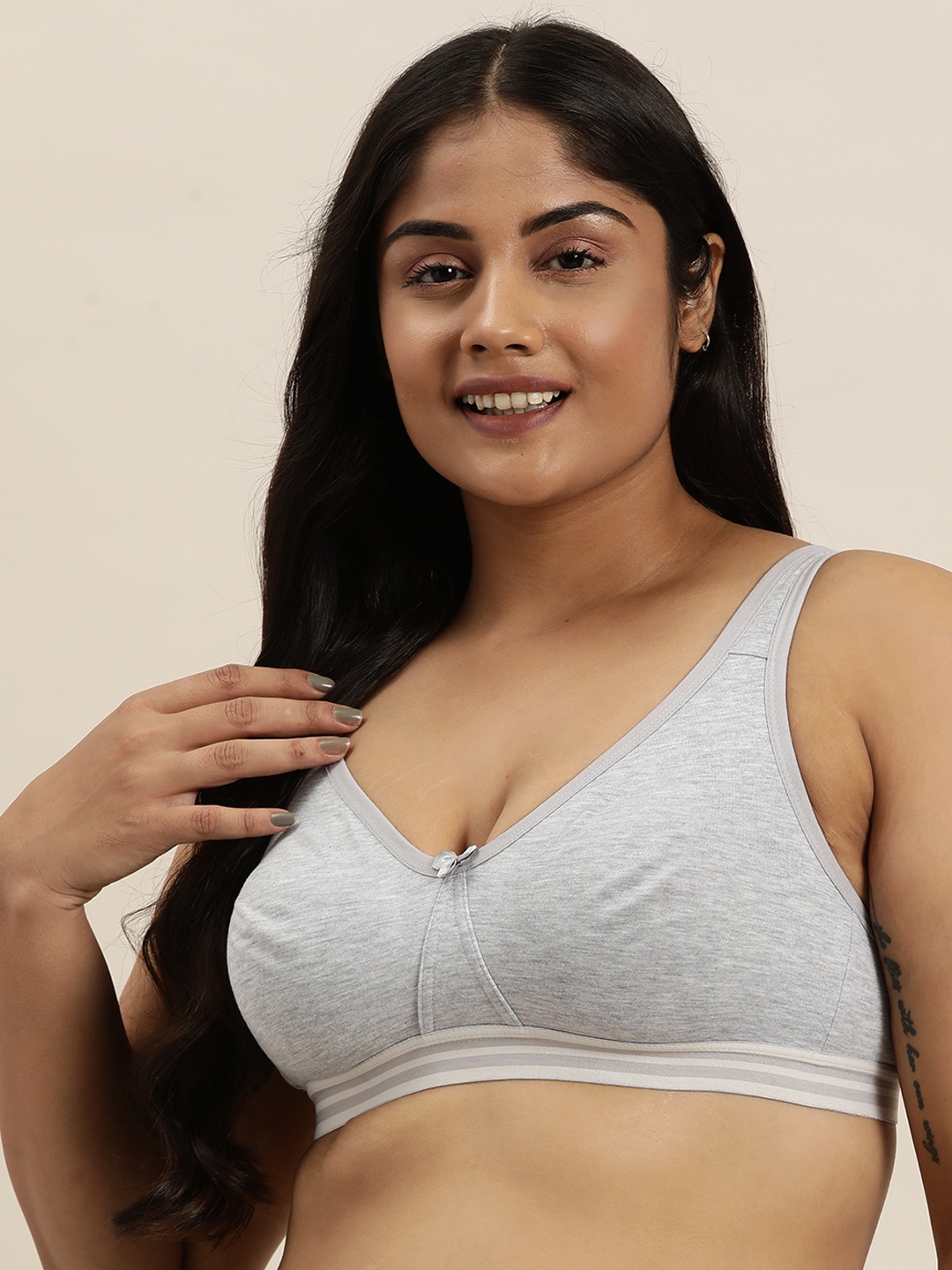 

Sztori Plus Size Medium Coverage Bra, Grey melange