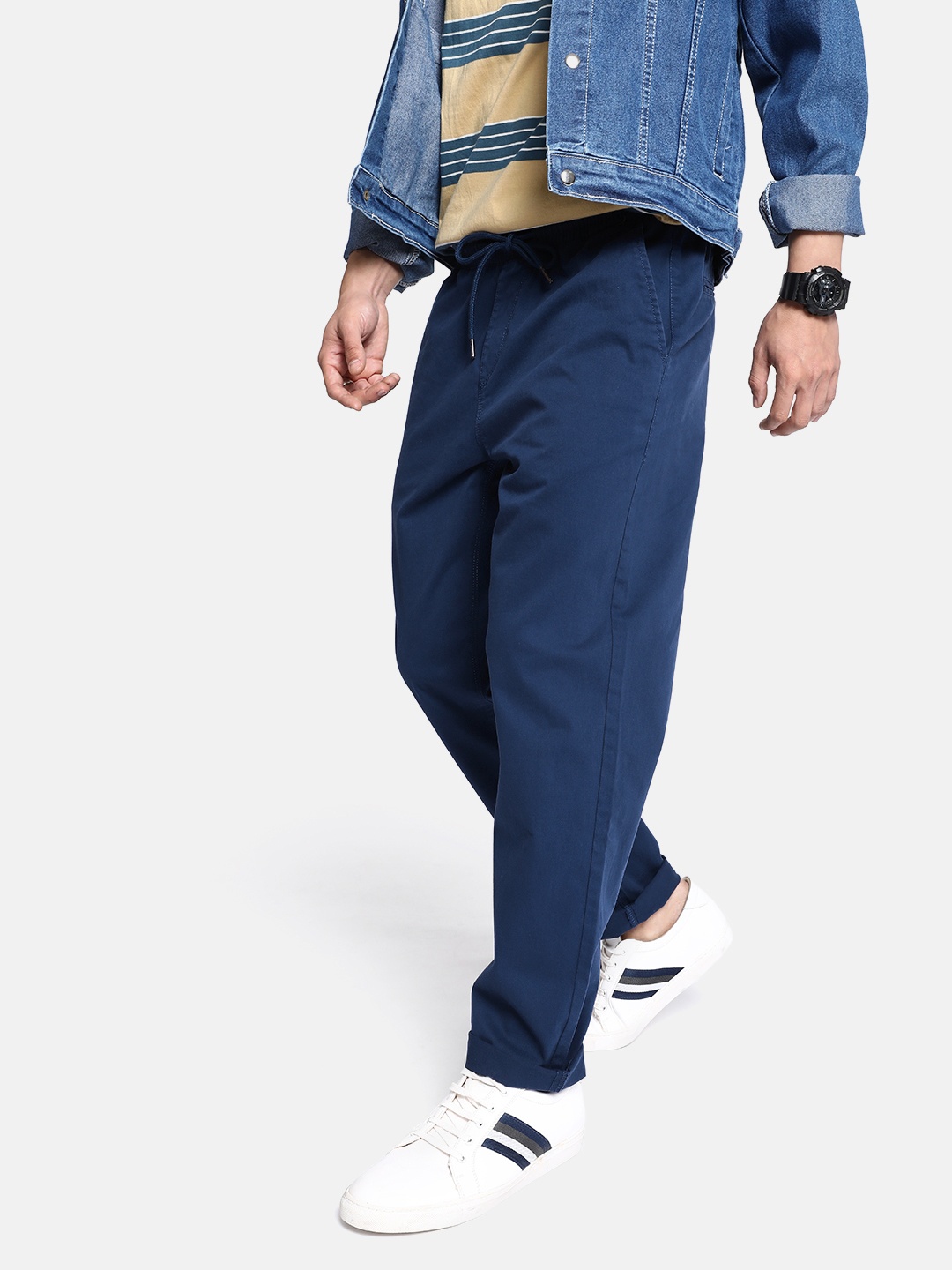 

The Roadster Lifestyle Co. Men Blue MCW Nostalgic Back to School Work To Lounge Trousers, Navy blue