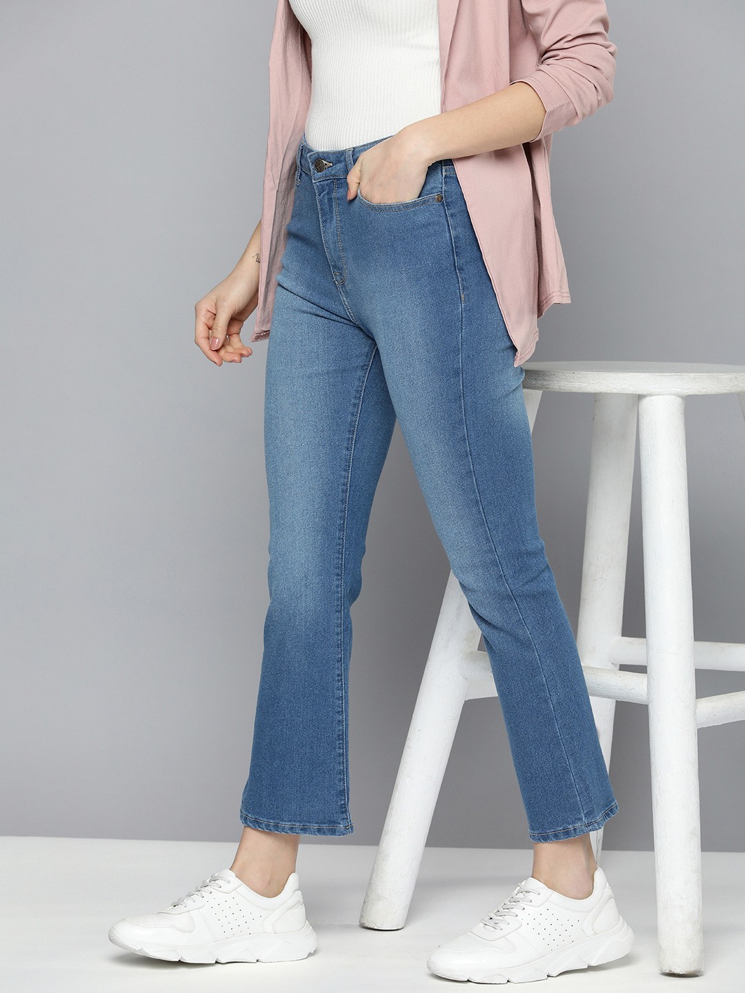 

HERE&NOW Women Skinny Fit Light Fade Stretchable Jeans, Blue