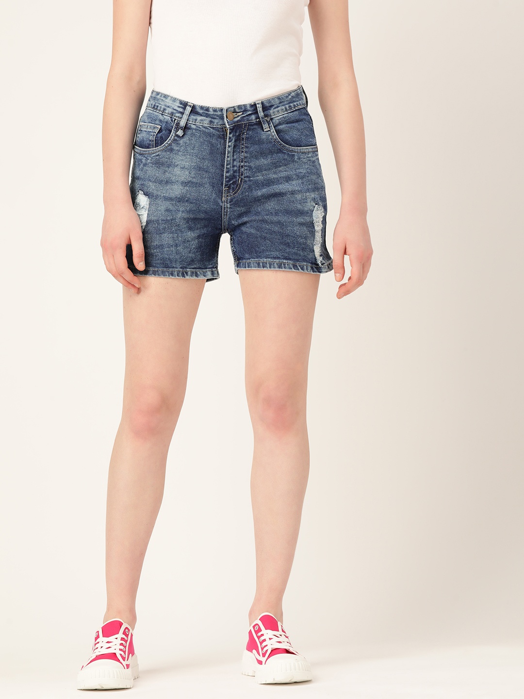 

DressBerry Women Distressed Denim Shorts, Blue
