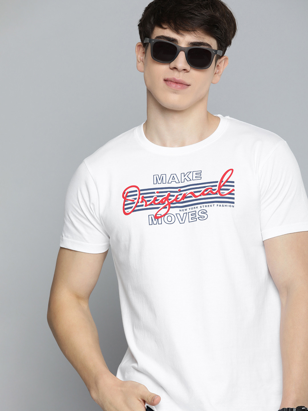 

HERE&NOW Typography Printed Pure Cotton T-shirt, White