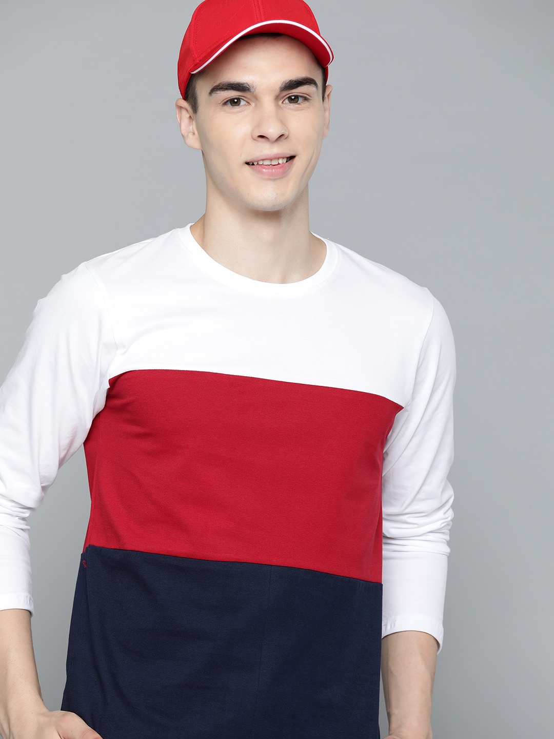 

HERE&NOW Colourblocked Pure Cotton T-shirt, White